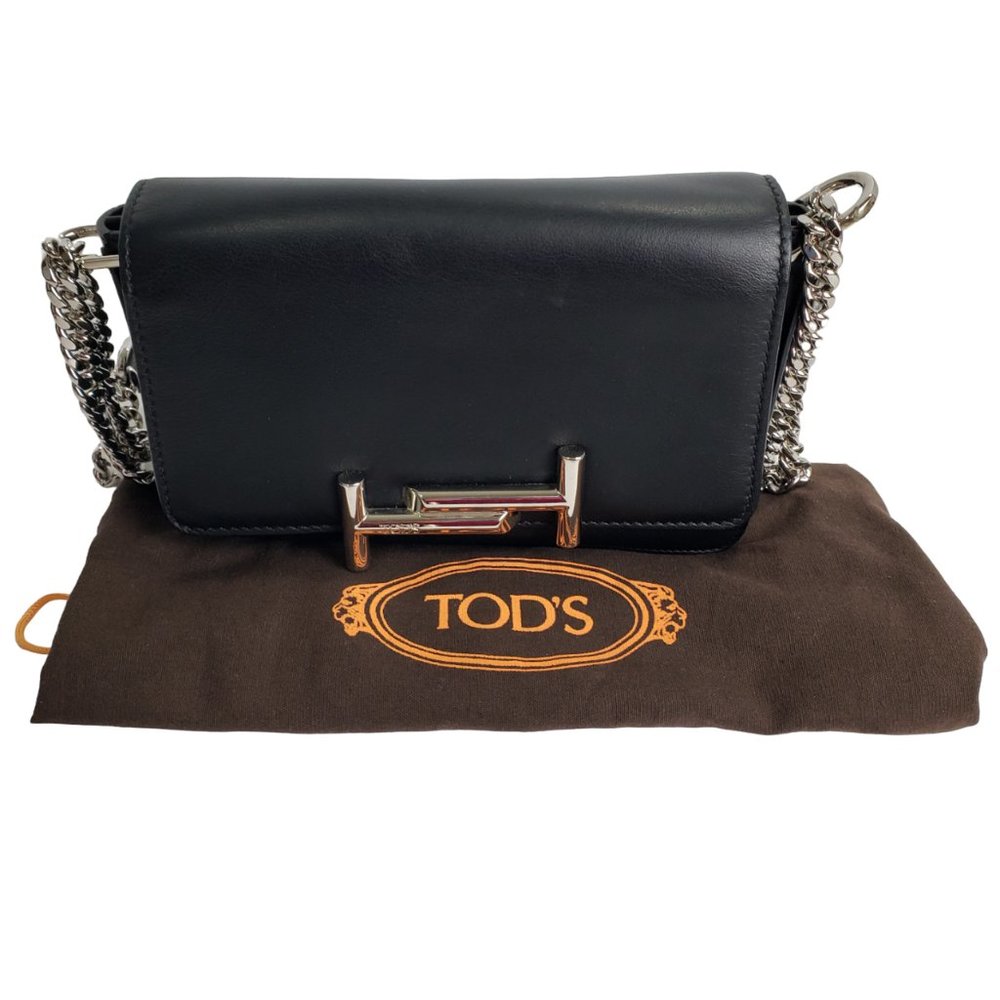 Tod’s Black Leather Double-T Crossbody Bag, Like New